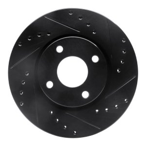 Ford Contour Brake Rotor (1) - Front Right - R1 Concepts - Drilled & Slotted - Black - `98-`04